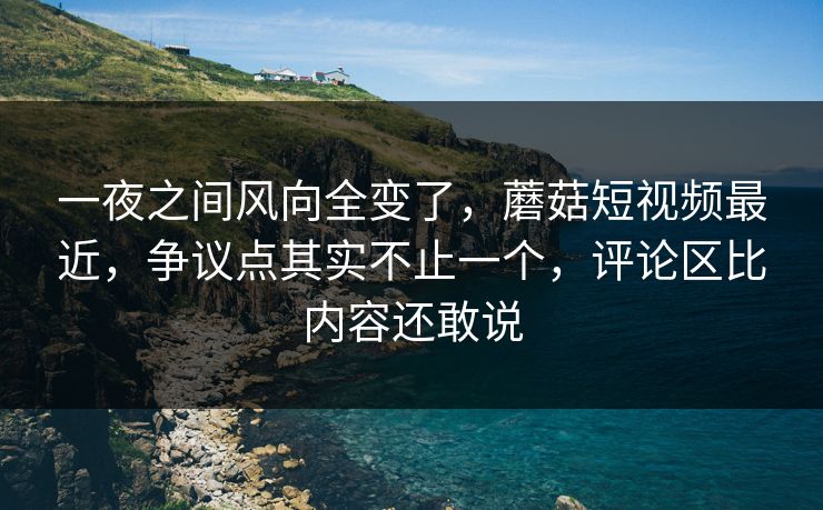 一夜之间风向全变了，蘑菇短视频最近，争议点其实不止一个，评论区比内容还敢说