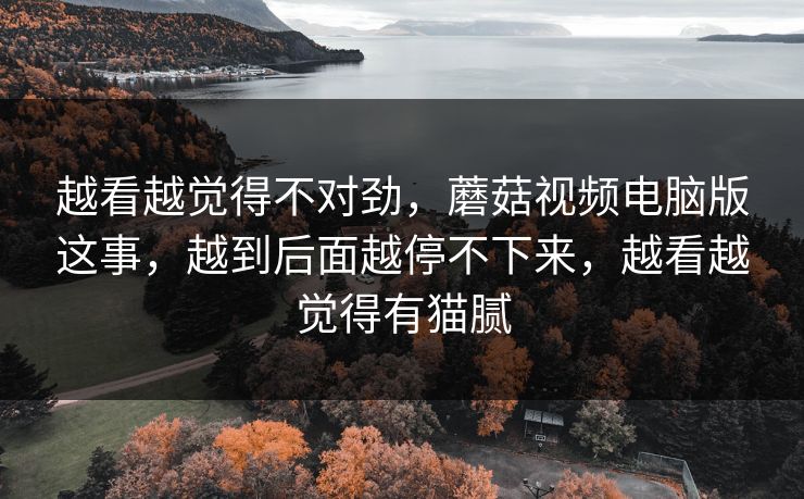 越看越觉得不对劲，蘑菇视频电脑版这事，越到后面越停不下来，越看越觉得有猫腻