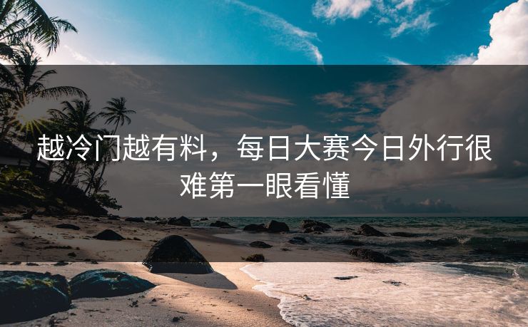 越冷门越有料，每日大赛今日外行很难第一眼看懂
