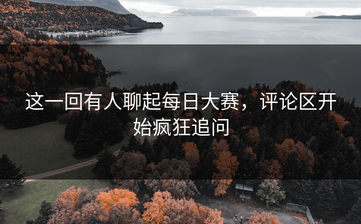 这一回有人聊起每日大赛，评论区开始疯狂追问