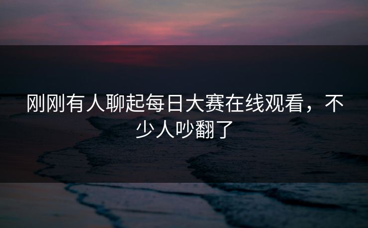 刚刚有人聊起每日大赛在线观看，不少人吵翻了
