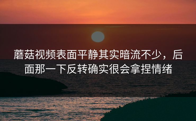 蘑菇视频表面平静其实暗流不少，后面那一下反转确实很会拿捏情绪