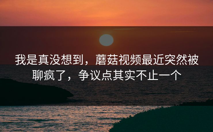 我是真没想到，蘑菇视频最近突然被聊疯了，争议点其实不止一个