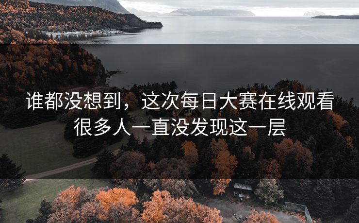 谁都没想到，这次每日大赛在线观看很多人一直没发现这一层
