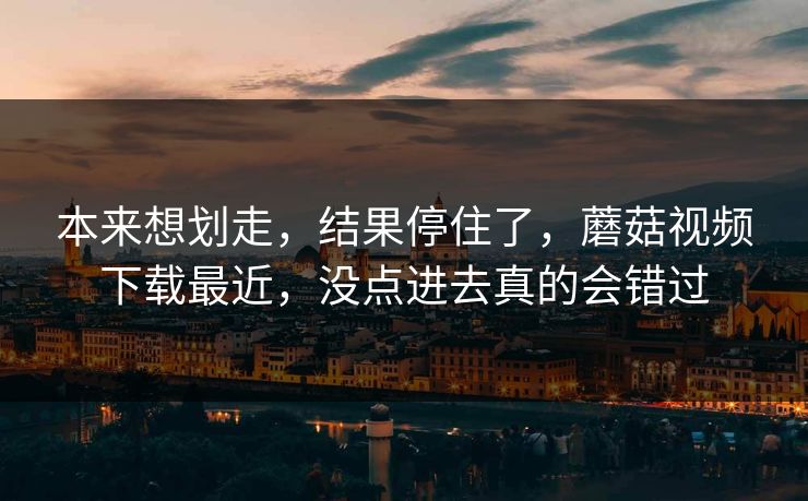 本来想划走，结果停住了，蘑菇视频下载最近，没点进去真的会错过