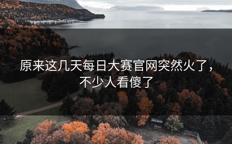 原来这几天每日大赛官网突然火了,不少人看傻了 原来这几天每日大赛官网突然火了,不少人看傻了