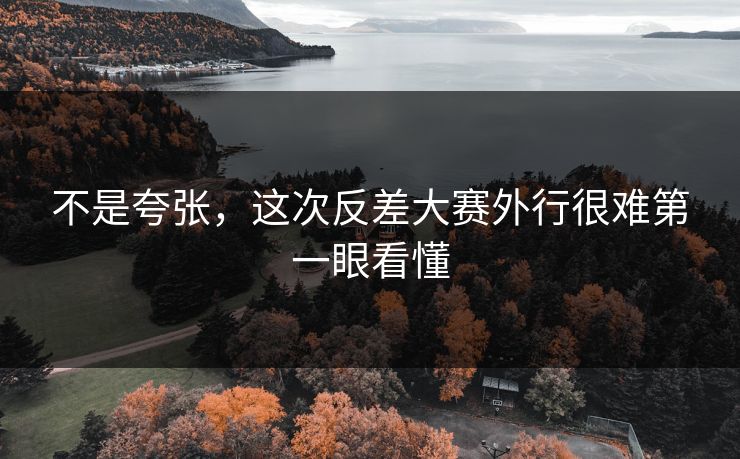 不是夸张，这次反差大赛外行很难第一眼看懂