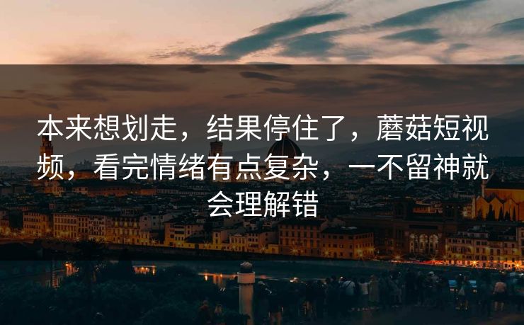 本来想划走，结果停住了，蘑菇短视频，看完情绪有点复杂，一不留神就会理解错