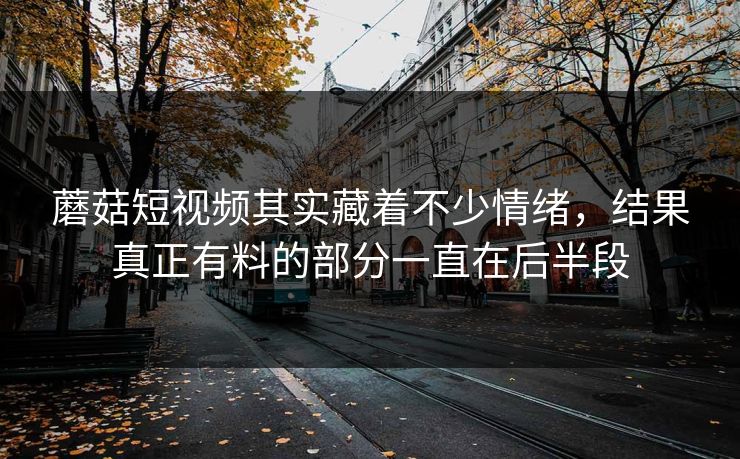 蘑菇短视频其实藏着不少情绪，结果真正有料的部分一直在后半段