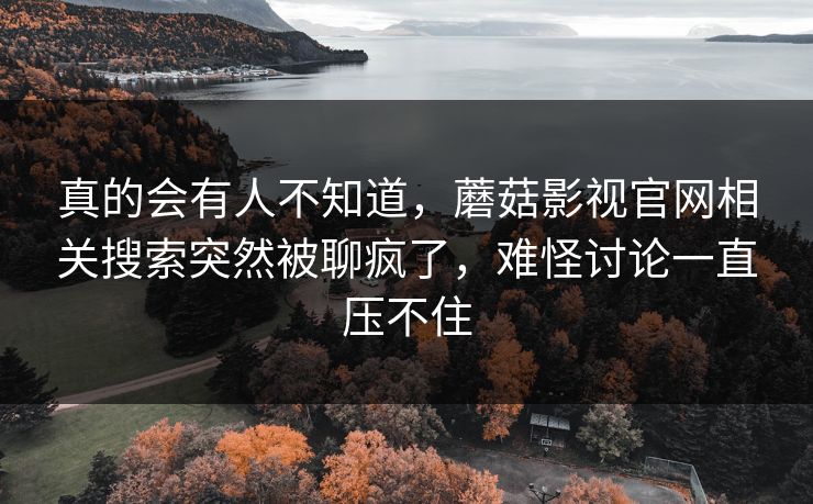 真的会有人不知道，蘑菇影视官网相关搜索突然被聊疯了，难怪讨论一直压不住