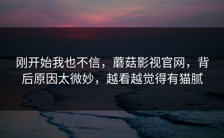 刚开始我也不信，蘑菇影视官网，背后原因太微妙，越看越觉得有猫腻